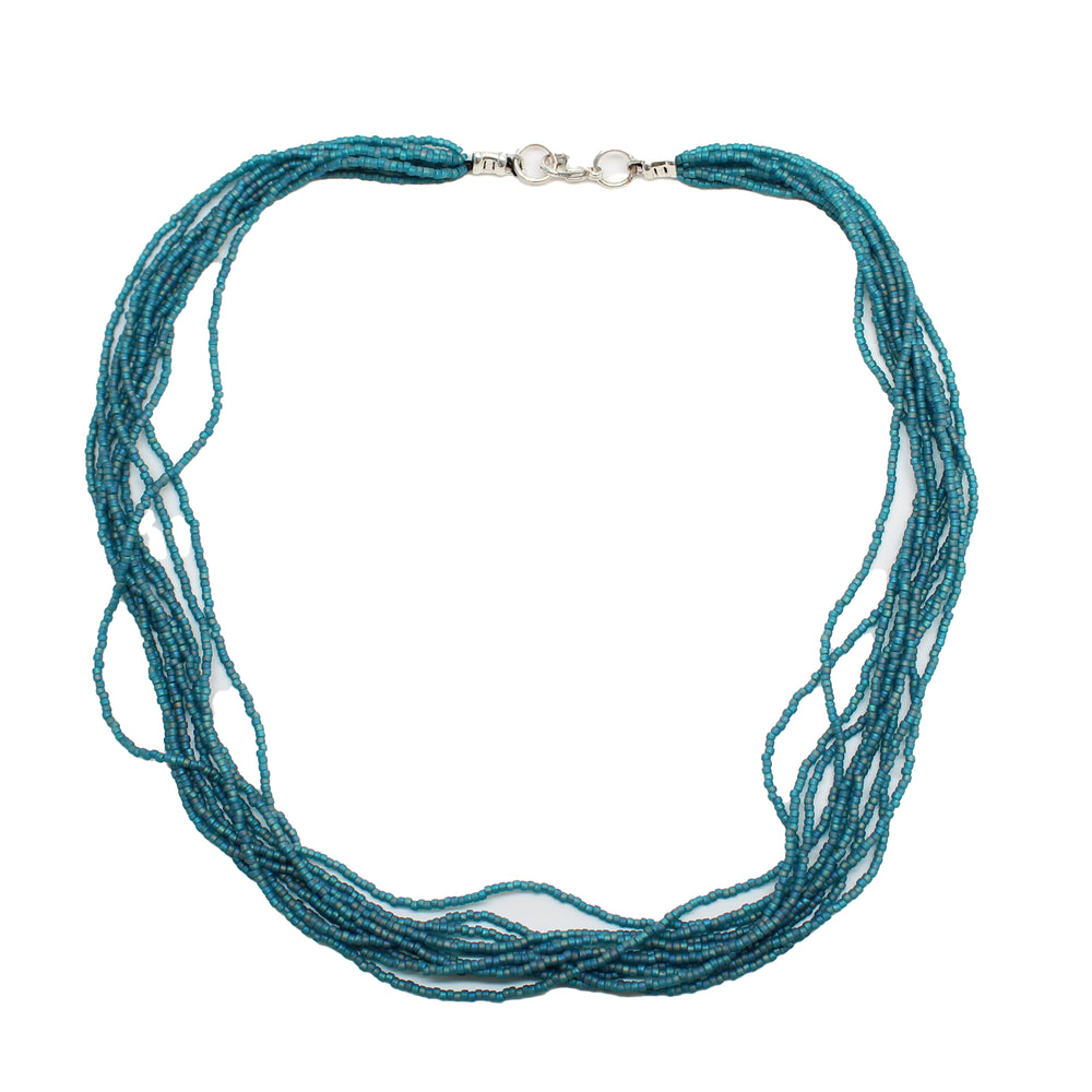 
                      
                        Multi Strand Teal Seed Bead Necklace 18 Inches
                      
                    