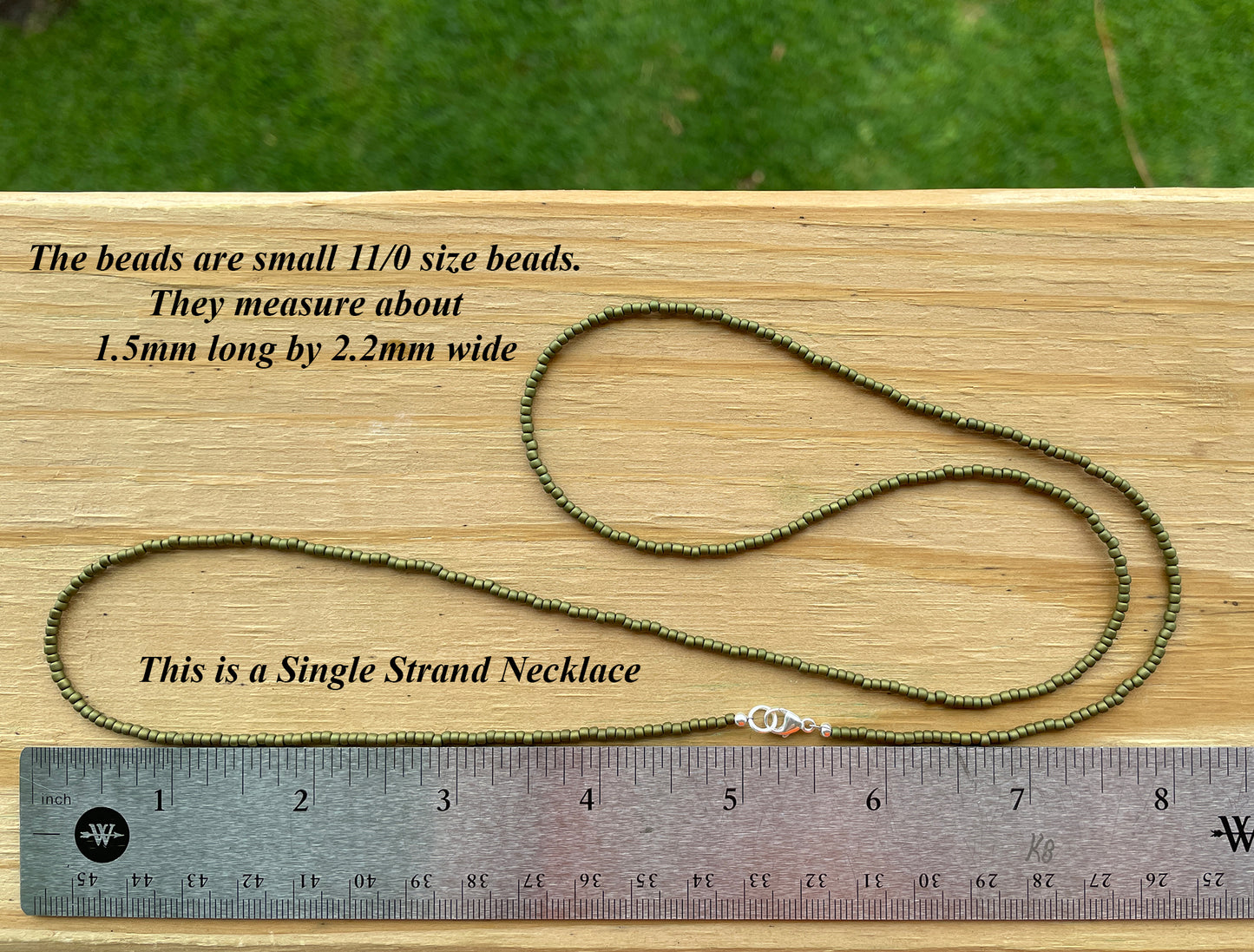 Handmade Olive Green Seed Bead Necklace