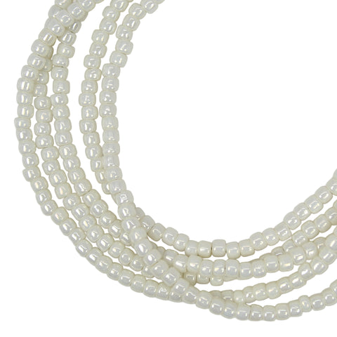 Opaque White Luster Seed Bead Necklace