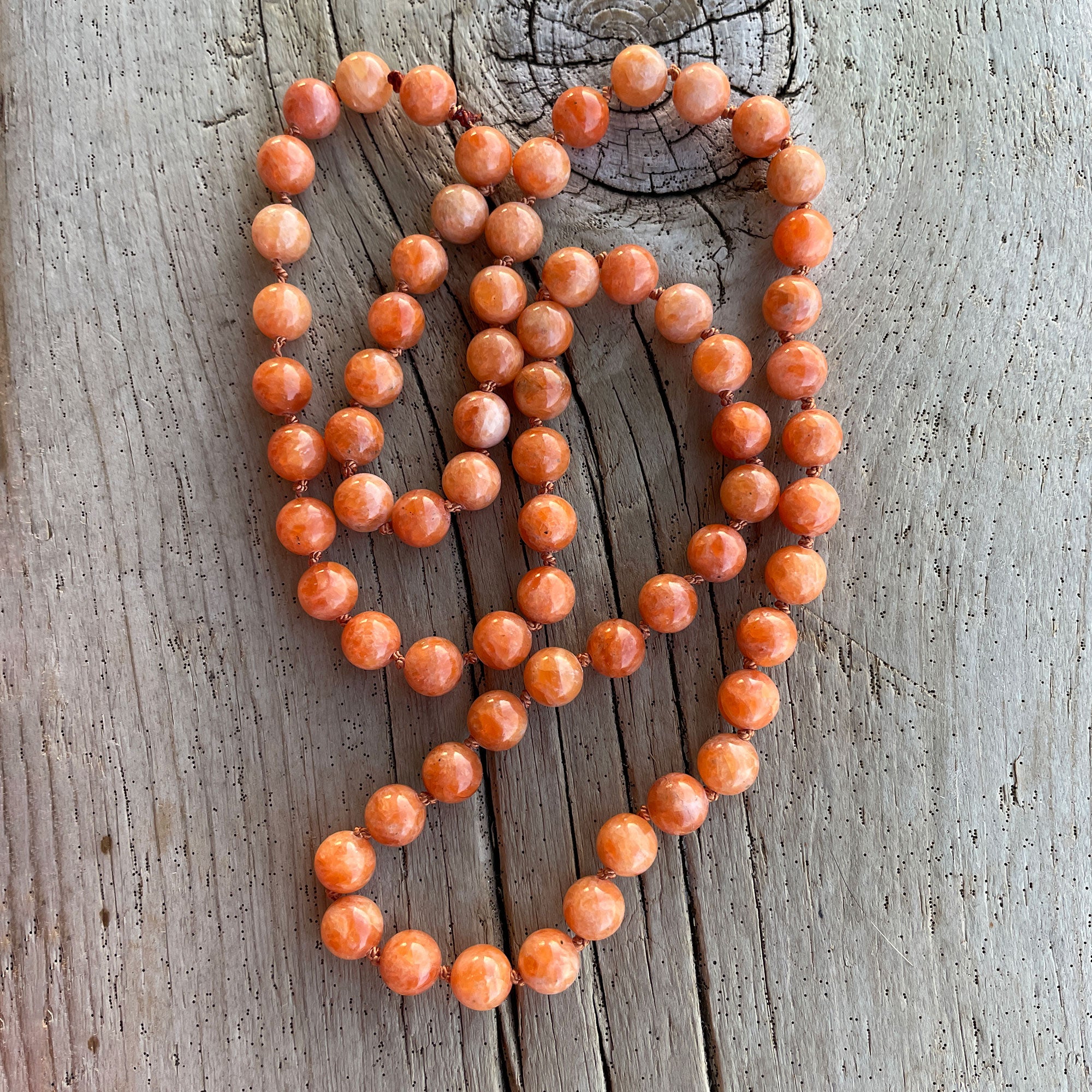 Orange Calcite Bead Necklace, Hand Knotted 26 Inch – Kathy Bankston