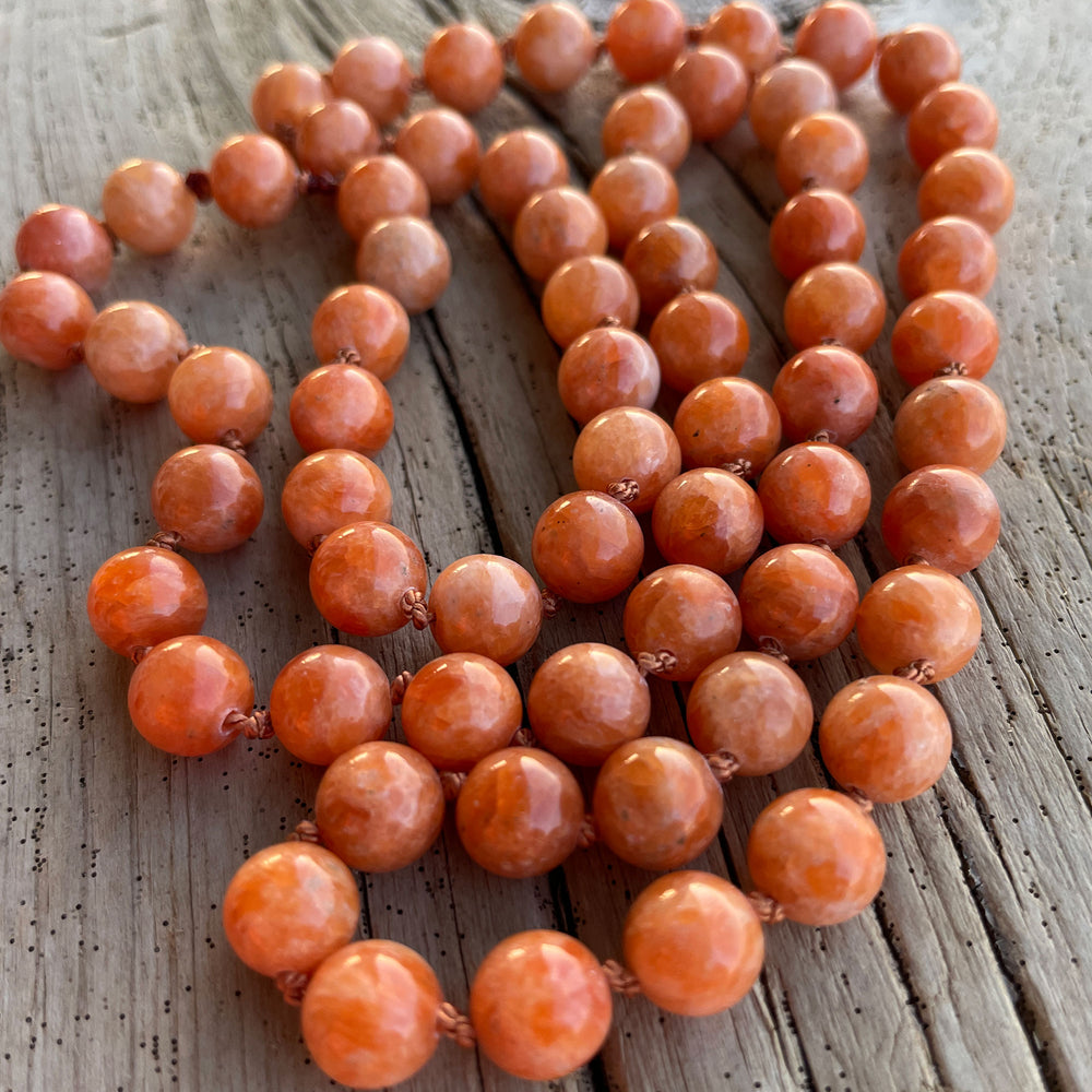 
                      
                        Orange Calcite Bead Necklace, Hand Knotted 26 Inch
                      
                    
