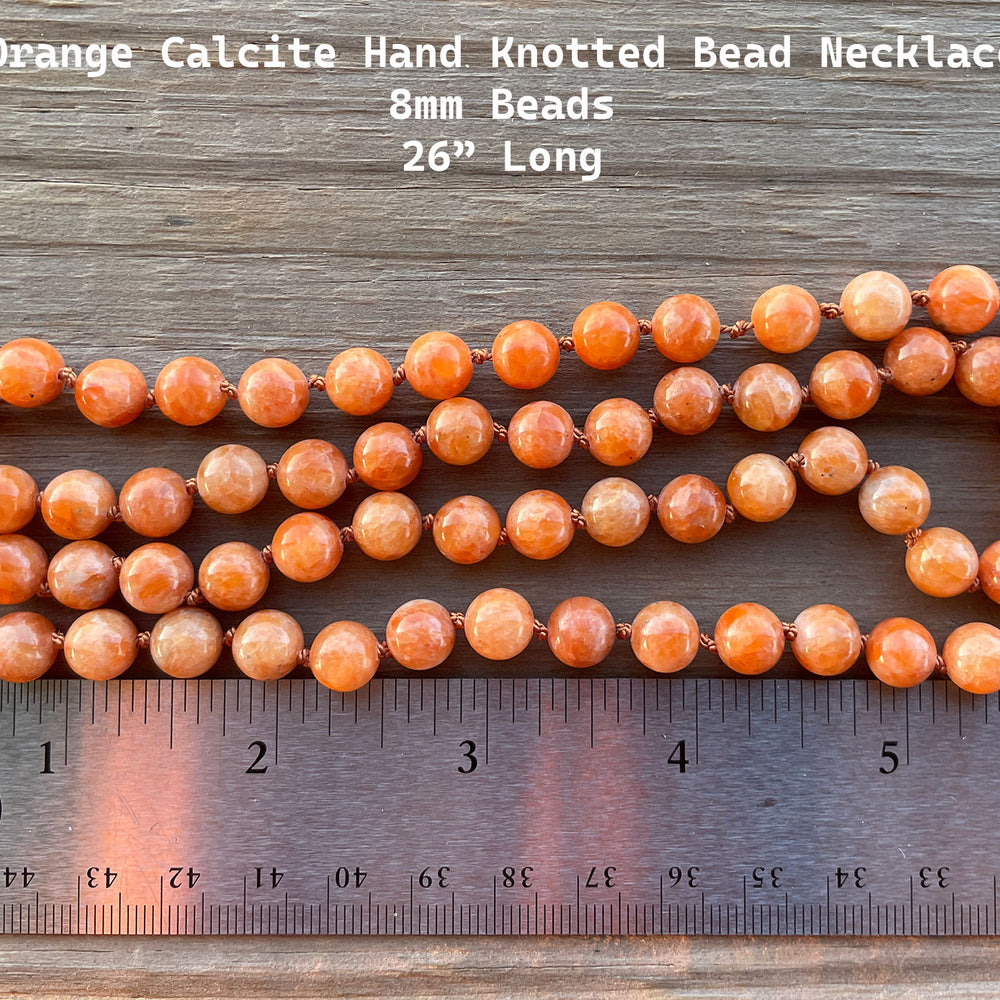 
                      
                        Orange Calcite Bead Necklace, Hand Knotted 26 Inch
                      
                    