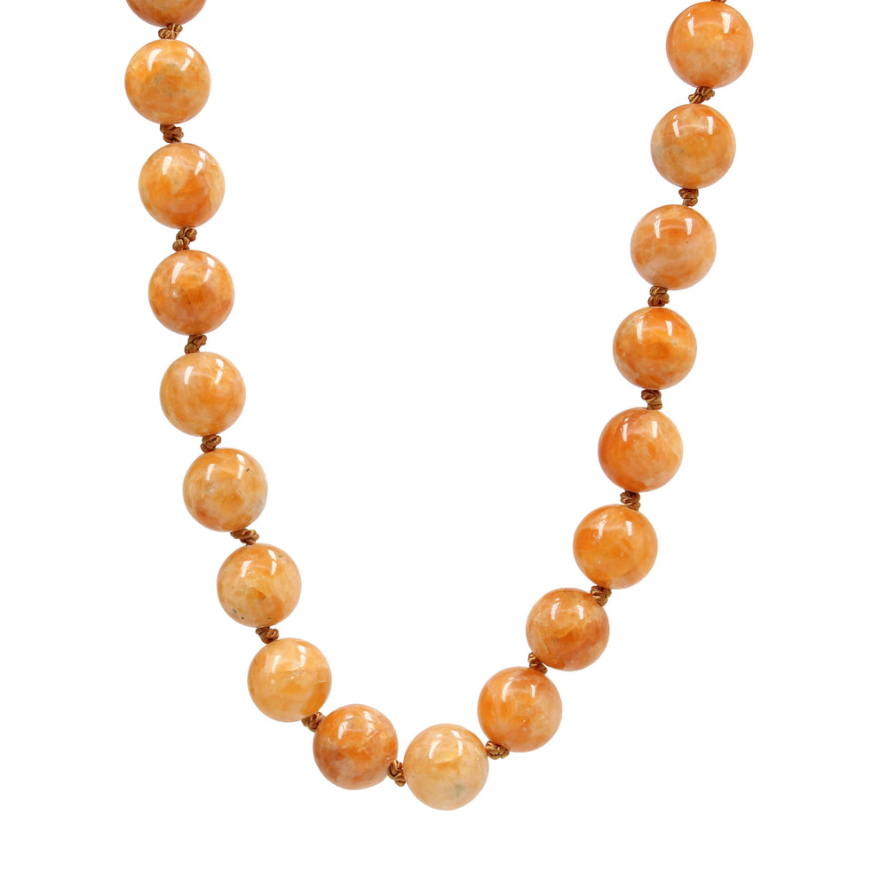 
                      
                        Orange Calcite Bead Necklace, Hand Knotted 26 Inch
                      
                    