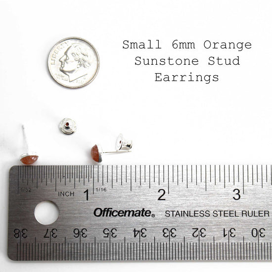 6mm Sunstone Stud Earrings in Sterling Silver