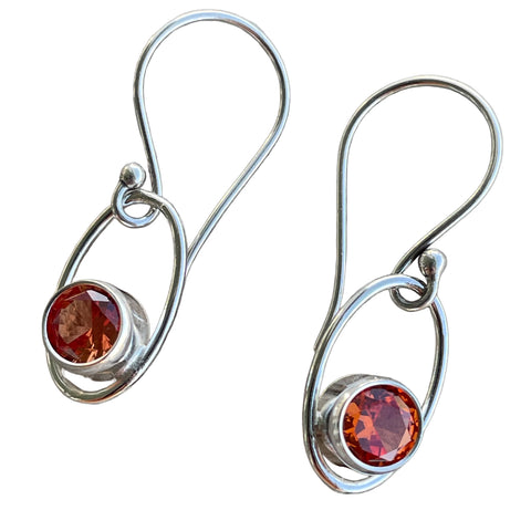 Padparadscha Orange Sterling Silver Dangle Earrings