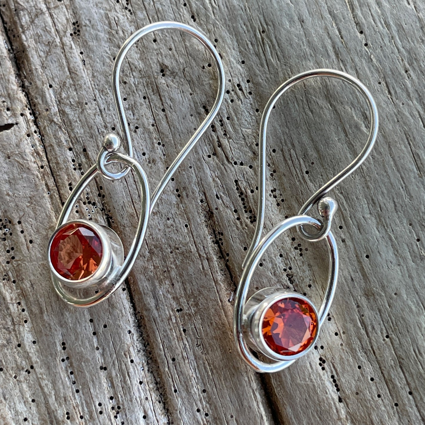 Padparadscha Orange Sterling Silver Dangle Earrings