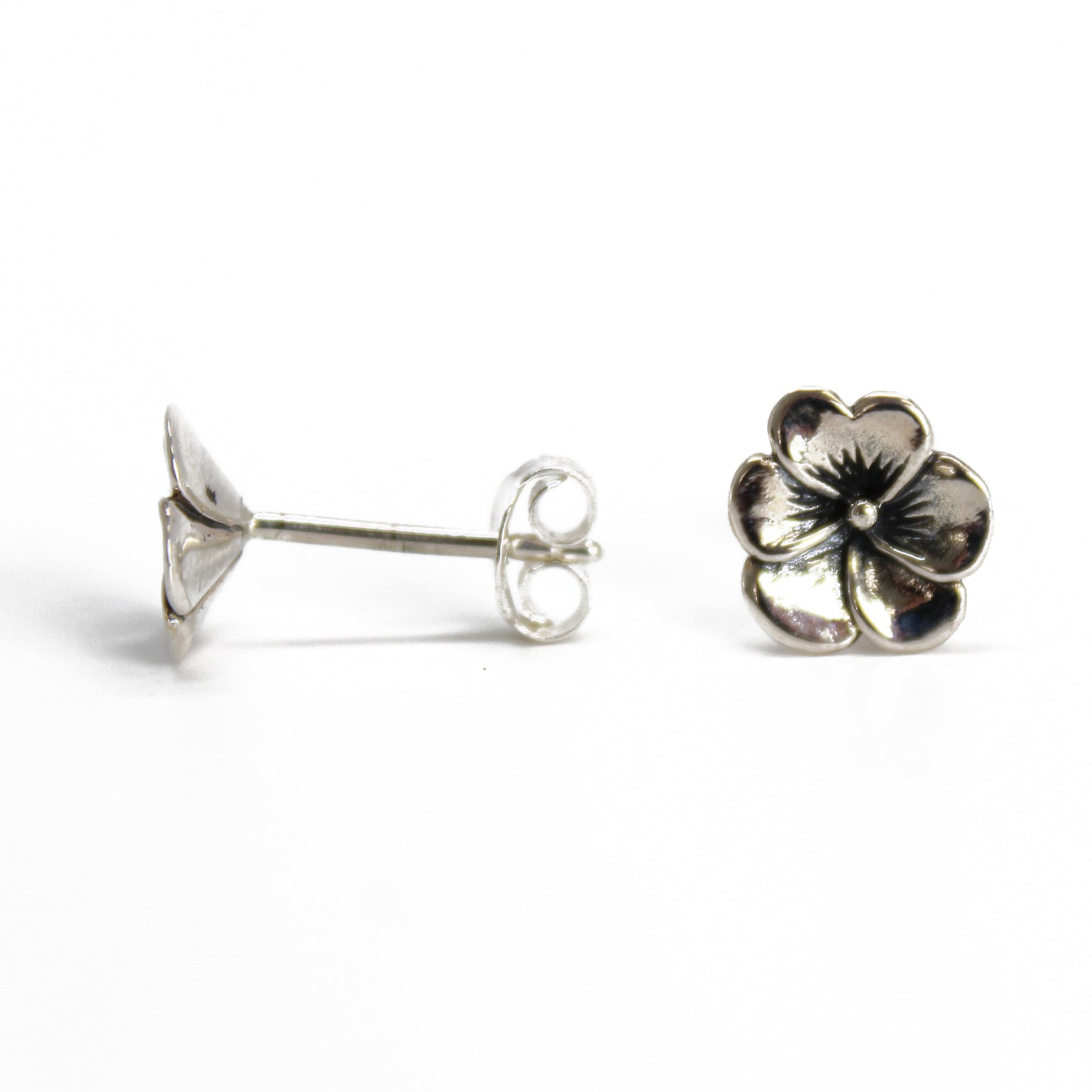 Pansy Flower Sterling Silver Stud Earrings Kathy Bankston