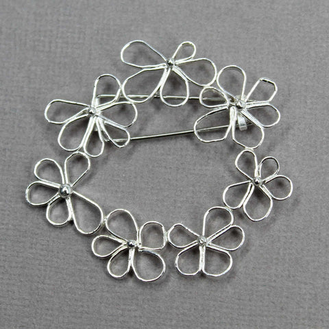 Petals in the Wind Brooch- Delicate Sterling Silver Flower Pin