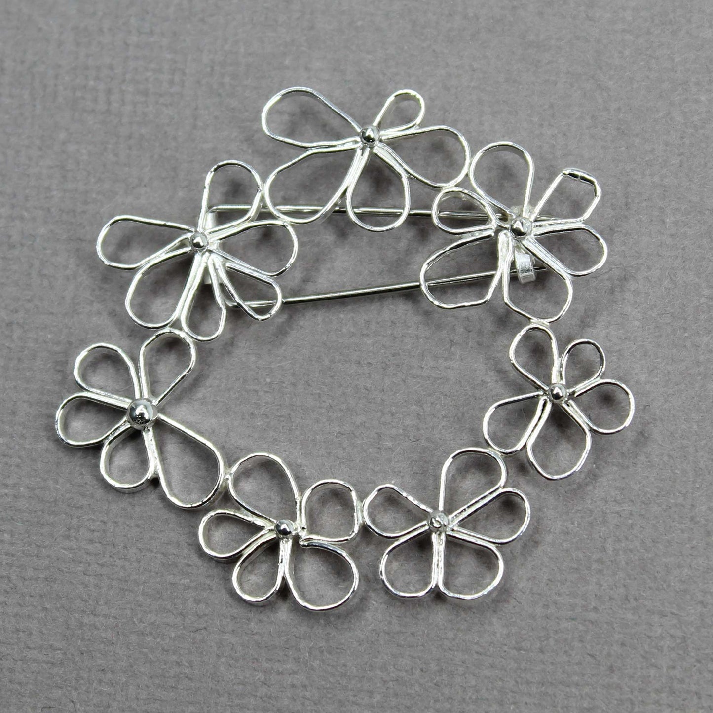 Petals in the Wind Brooch- Delicate Sterling Silver Flower Pin