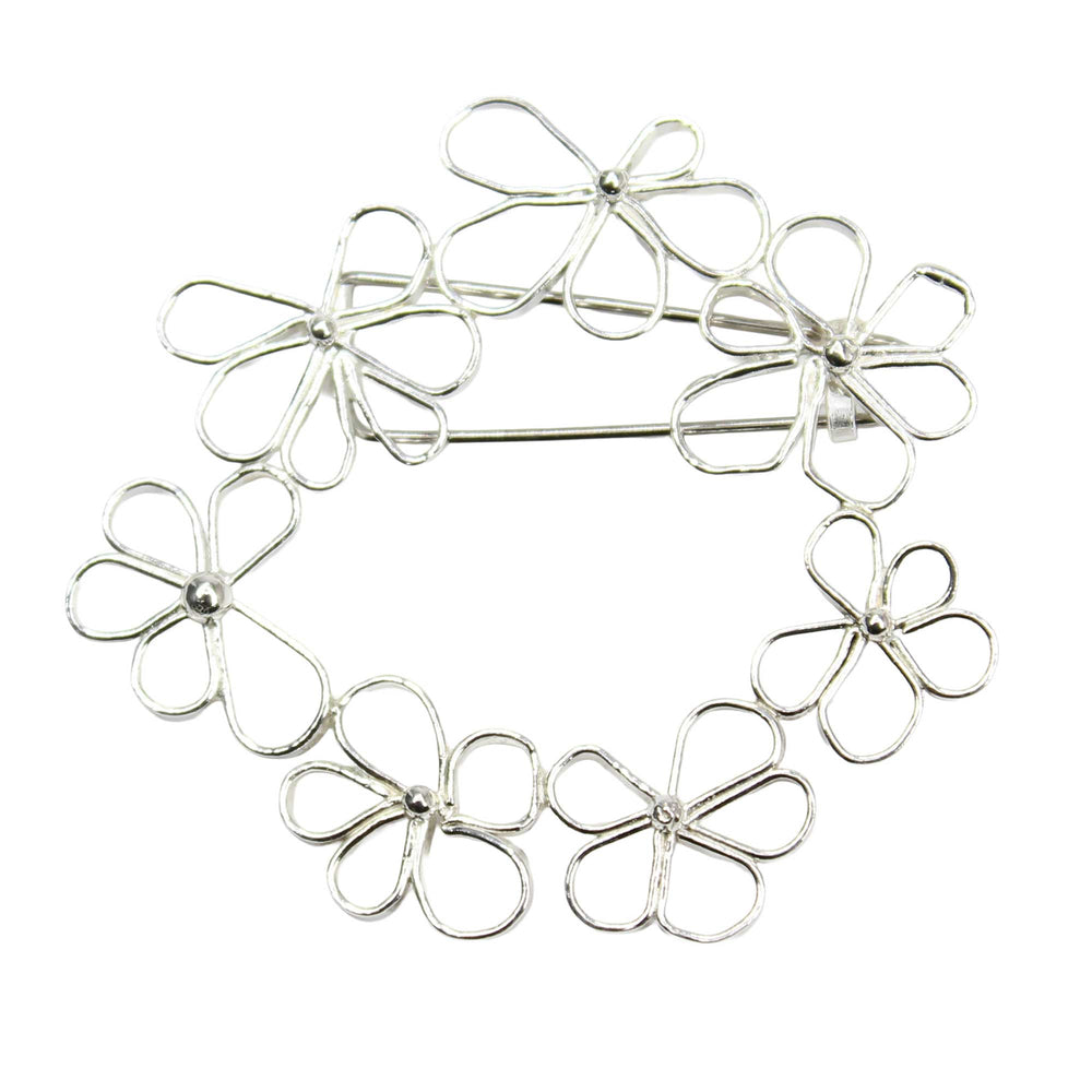 Petals in the Wind Brooch- Delicate Sterling Silver Flower Pin