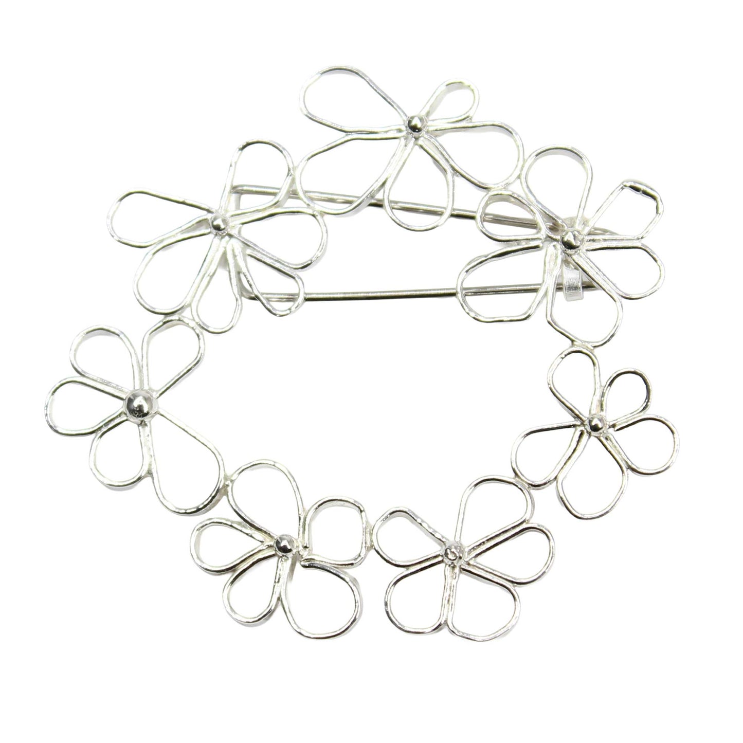 Petals in the Wind Brooch- Delicate Sterling Silver Flower Pin