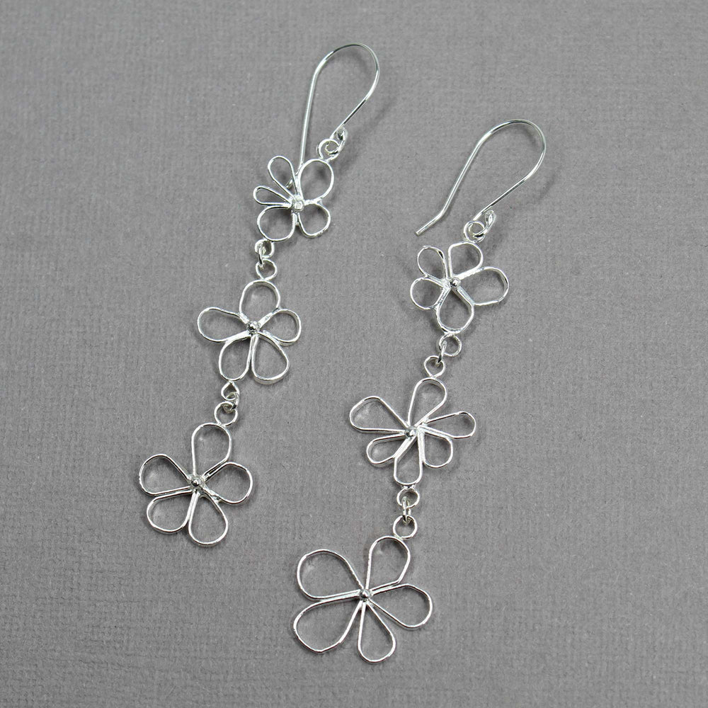 
                      
                        Petals in the Wind Earrings- Sterling Silver Flower Dangle Earrings
                      
                    