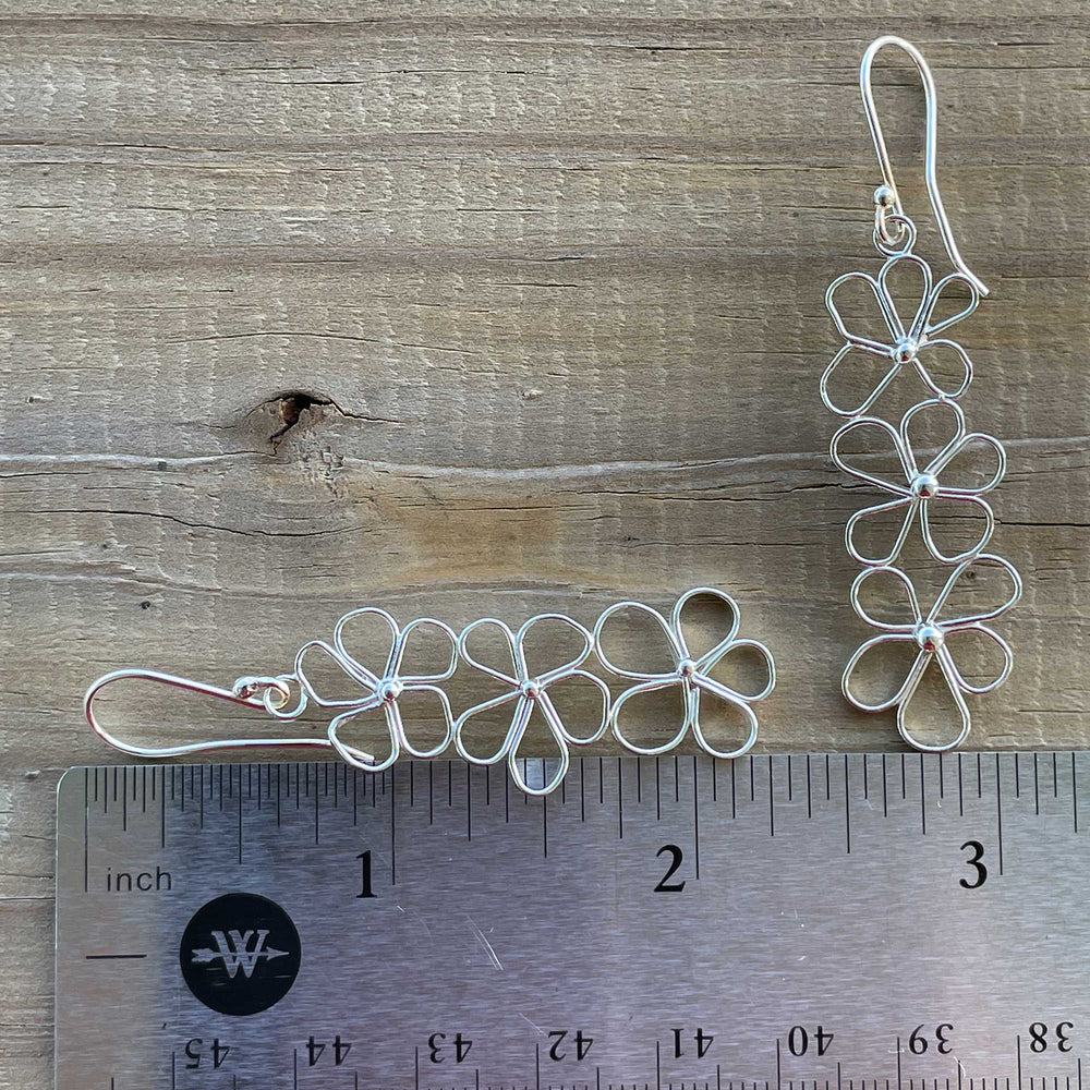 
                      
                        Petals in the Wind Earrings - Sterling Silver Fixed Flower Earrings 2.31" Long
                      
                    