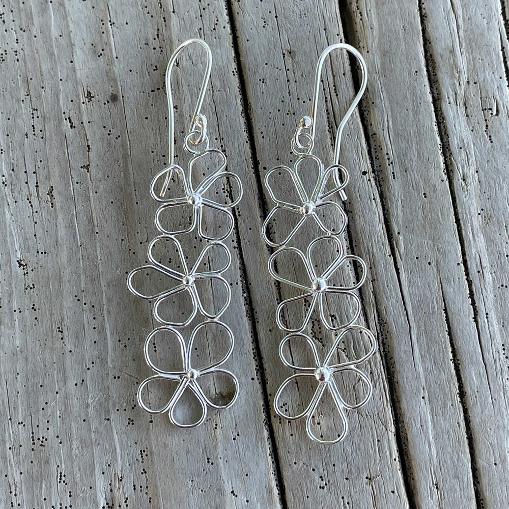
                      
                        Petals in the Wind Earrings - Sterling Silver Fixed Flower Earrings
                      
                    