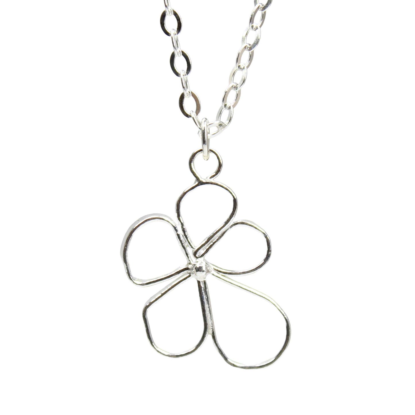 Petals in the Wind Flower Pendant Necklace - Delicate Sterling Silver Single Flower Necklace