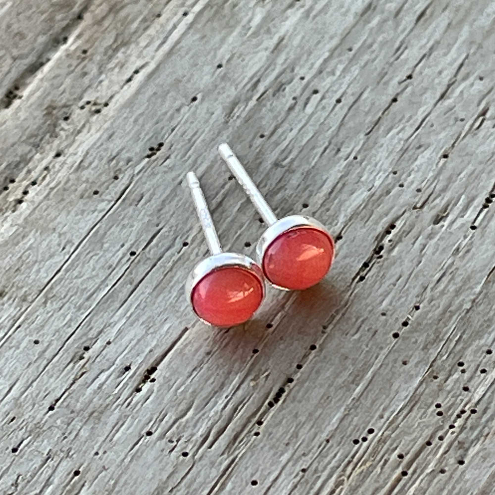 
                      
                        Pink Bamboo Coral Stud Earrings in Sterling Silver 
                      
                    