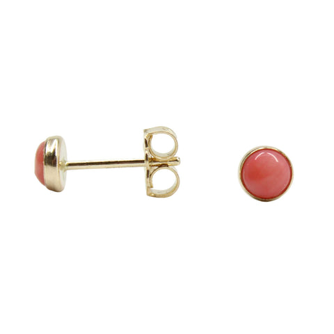 Pink Bamboo Coral Stud Earrings in Yellow Gold Fill