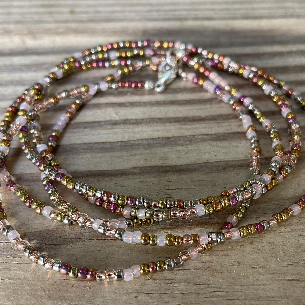 
                      
                        Pink Gold Seed Bead Necklace, Thin 1.5mm Single Strand
                      
                    