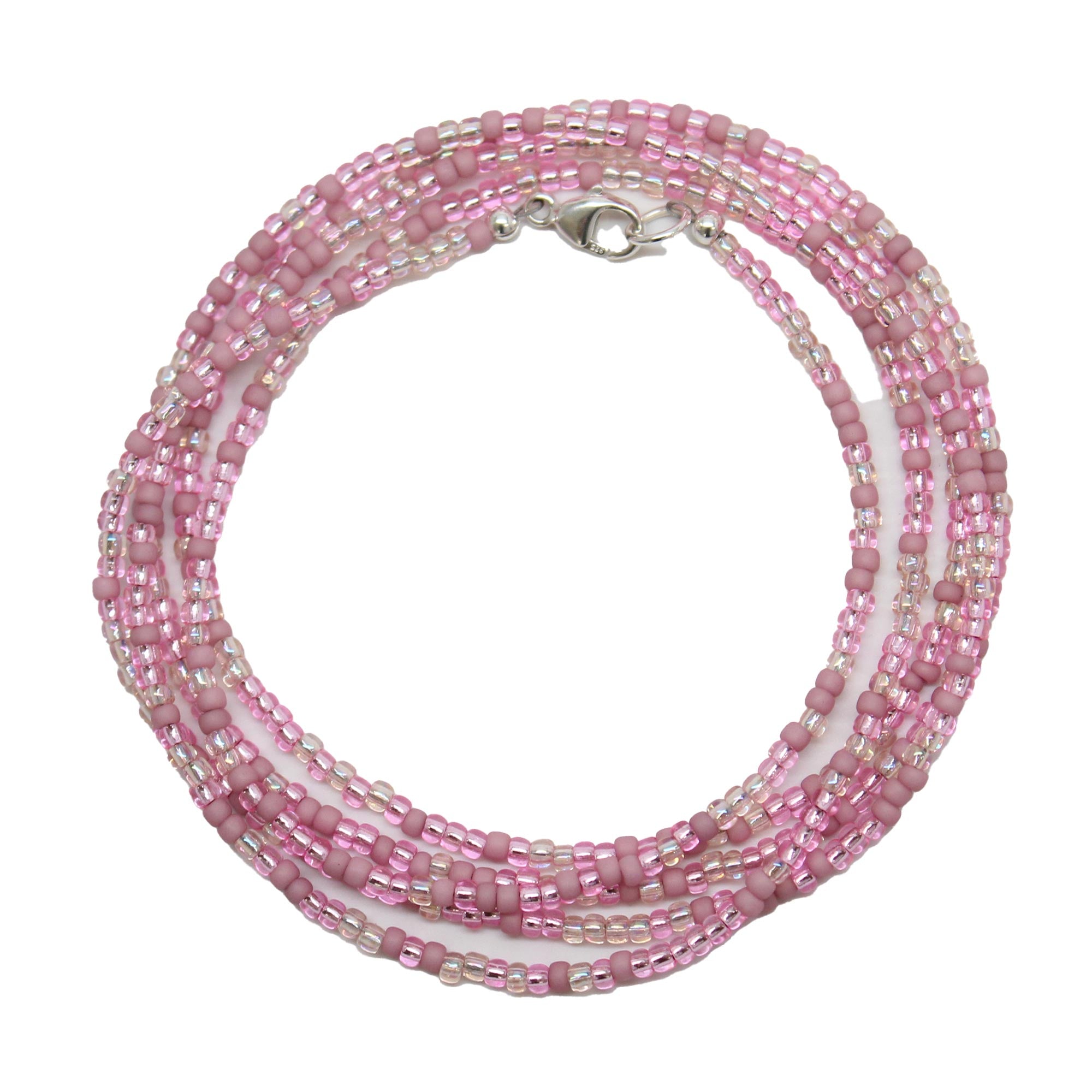 Seed Bead Choker Necklace popular in Transparent Silver, Pastel Pink, Pastel Blue and Pastel Green.