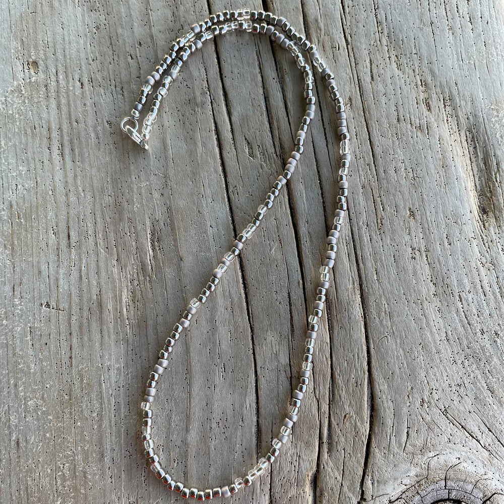 
                      
                        Silver and Grey Seed Bead Necklace
                      
                    