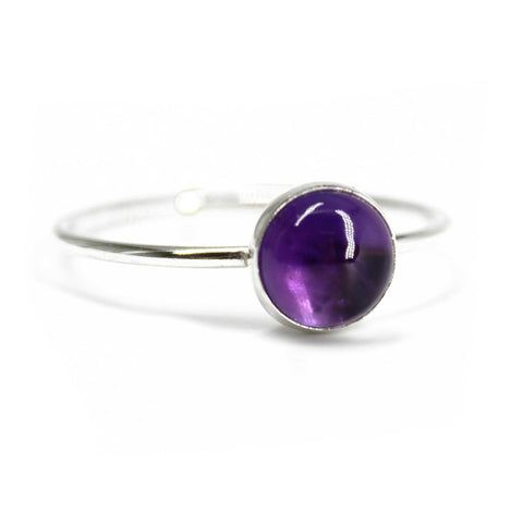 6mm Round Amethyst Ring 925 Sterling Silver
