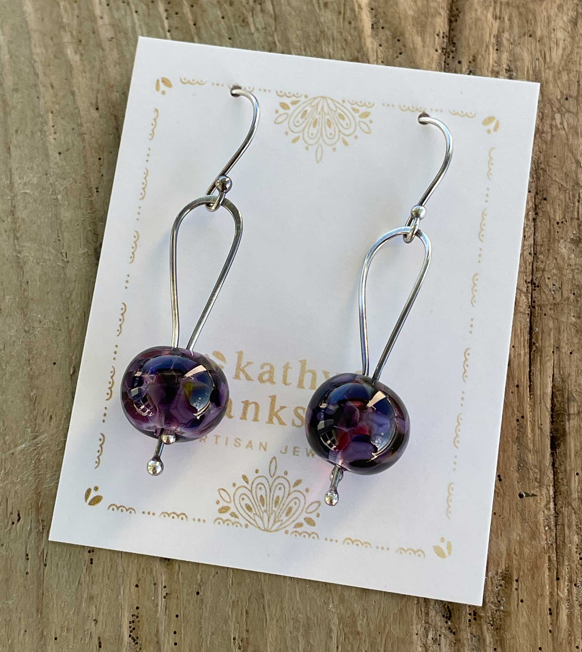 PURPLE TWILIGHT selling EARRINGS, handmade lampwork and sterling silver jewelry