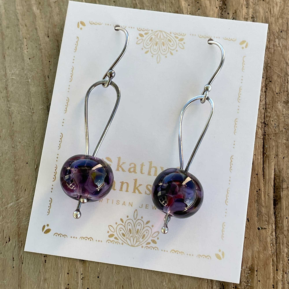 
                      
                        Purple Lampwork Bead Dangle Earrings in Sterling Silver
                      
                    