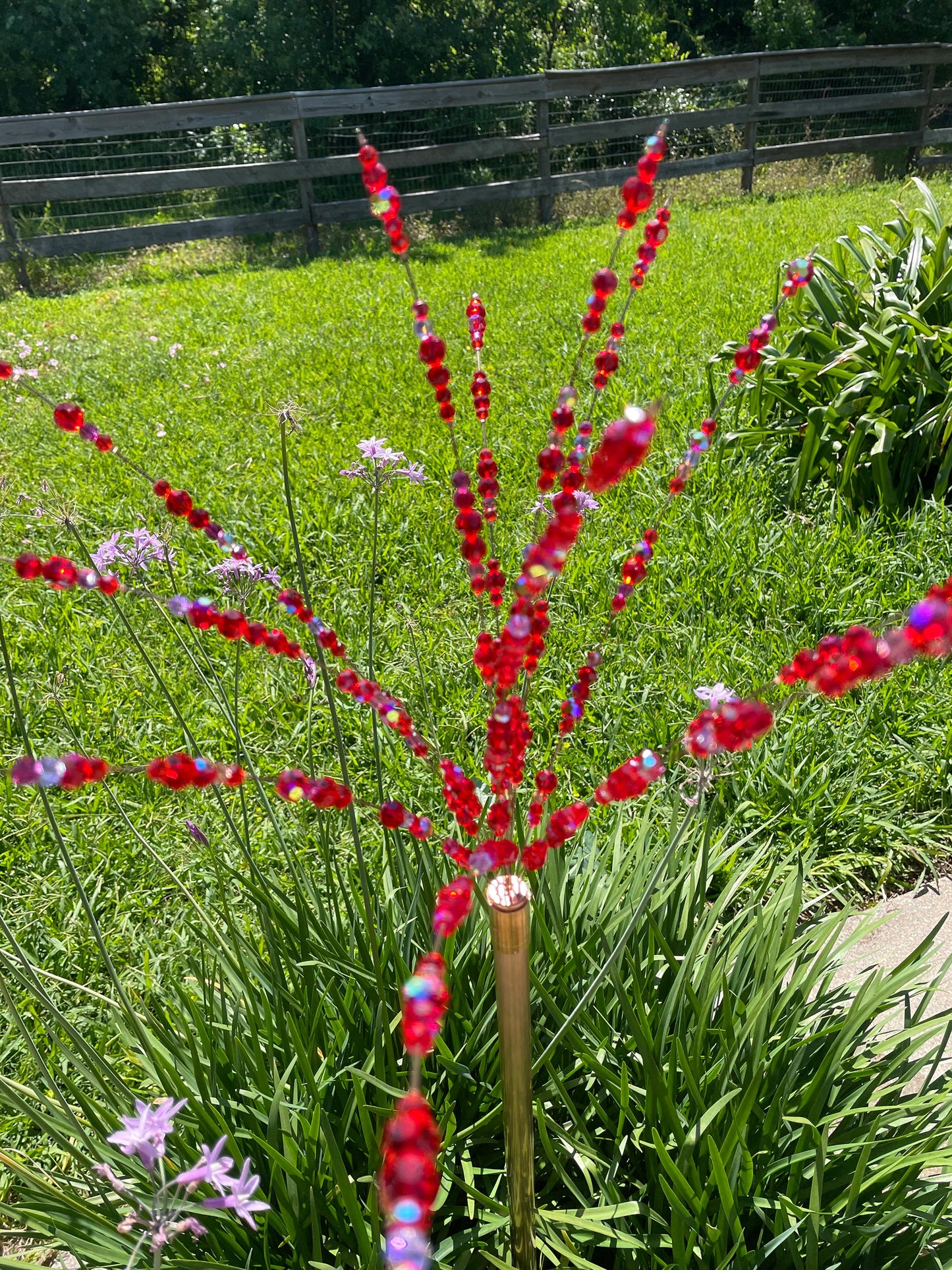 Load image into Gallery viewer, Red Crystal Bead Garden Sparkler

