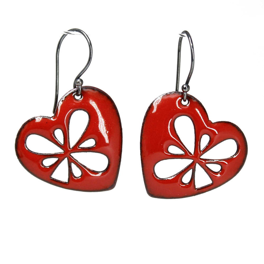 
                      
                        Handmade Red Enamel Heart Earrings
                      
                    