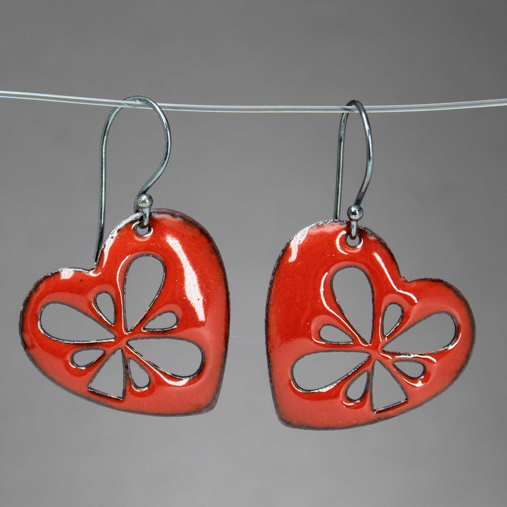 
                      
                        Handmade Red Enamel Heart Earrings
                      
                    