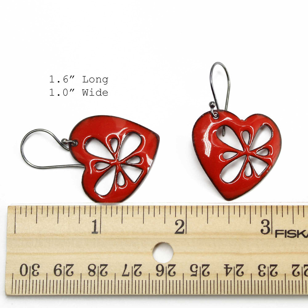 
                      
                        Handmade Red Enamel Heart Earrings
                      
                    