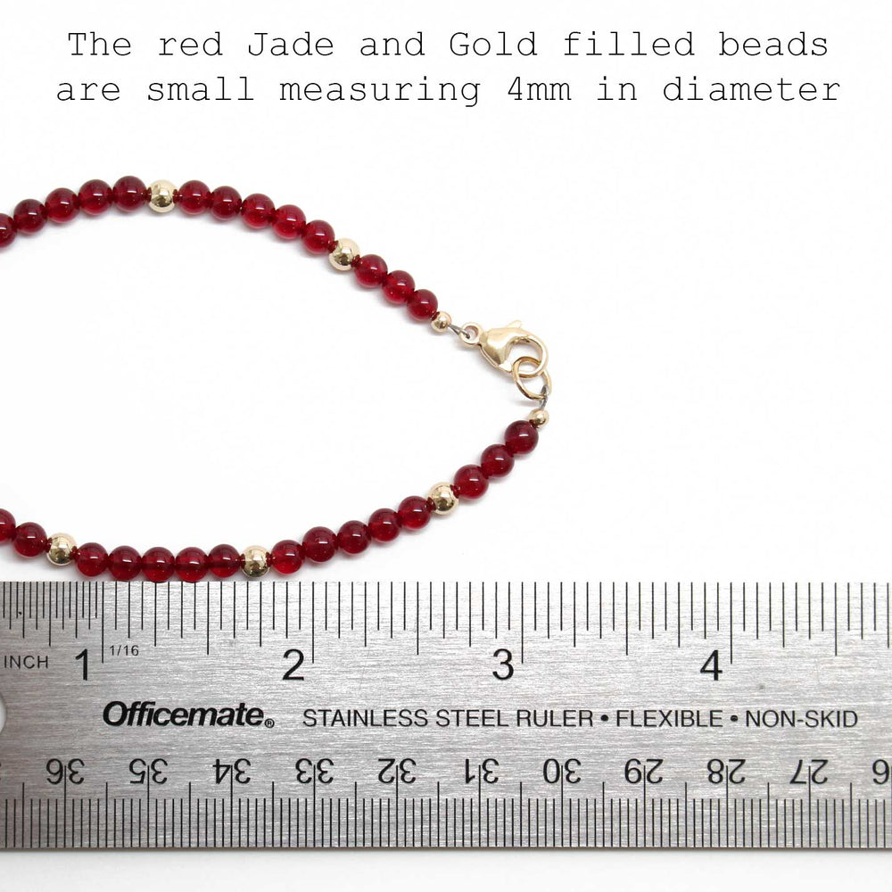 
                      
                        Red Jade and Gold Filled Bead Bracelet
                      
                    