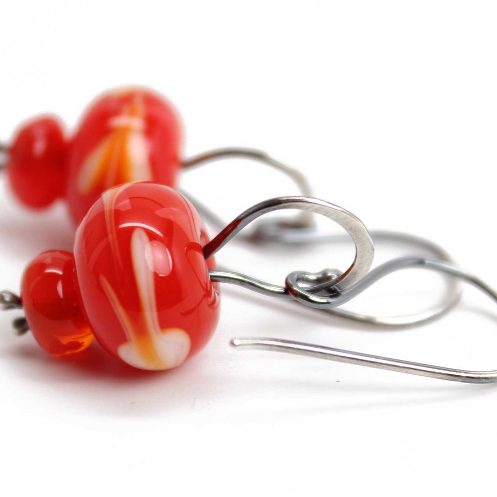 
                      
                        Red Lampwork Bead Earrings in Sterling Silver
                      
                    