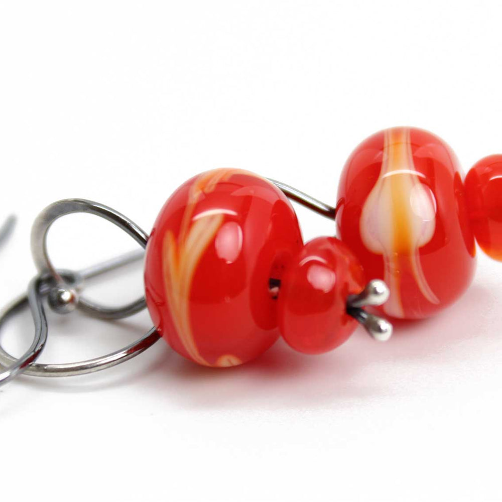 
                      
                        Red Lampwork Bead Earrings in Sterling Silver
                      
                    