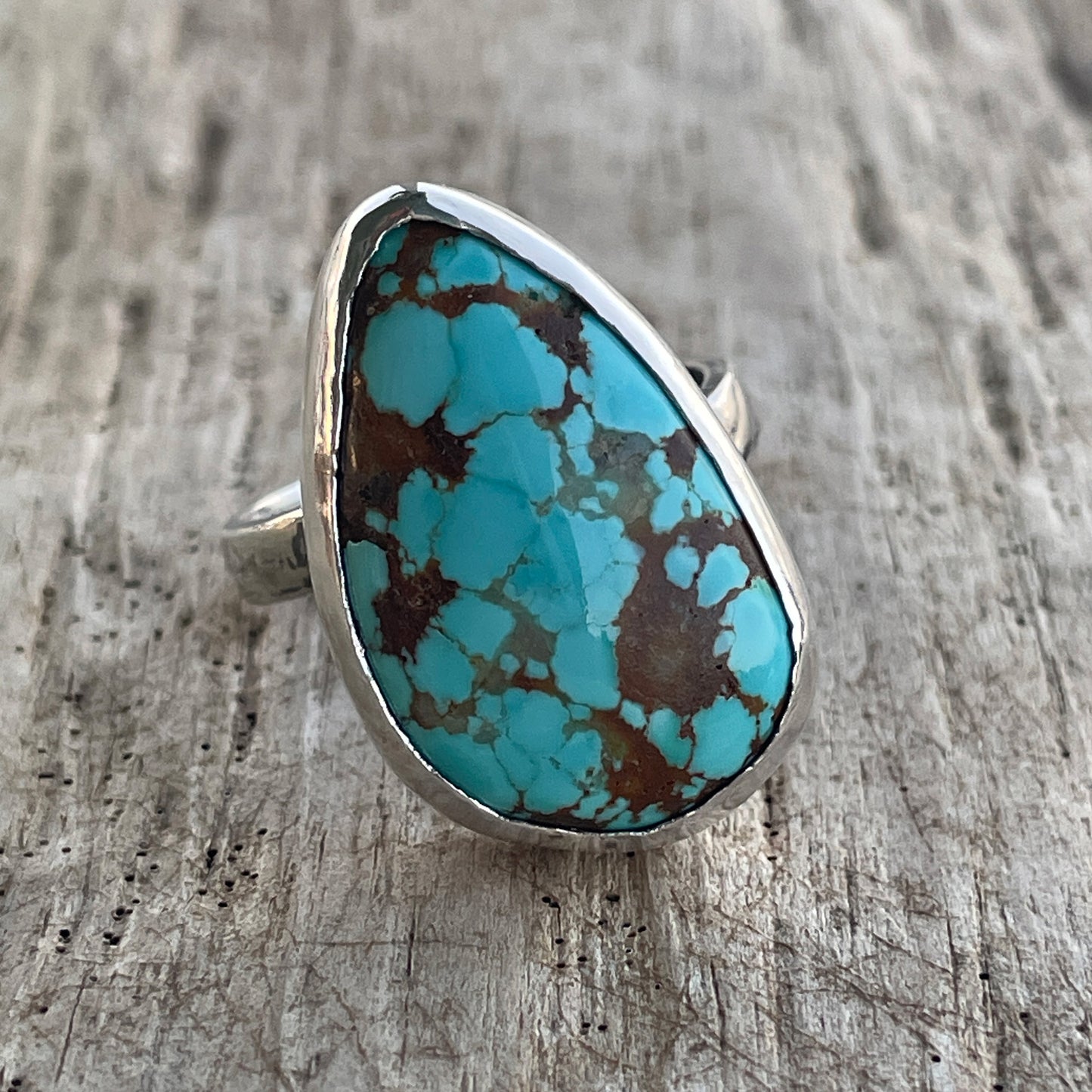 Handmade Sky Blue Royston Turquoise Sterling Silver Ring 8.5 US