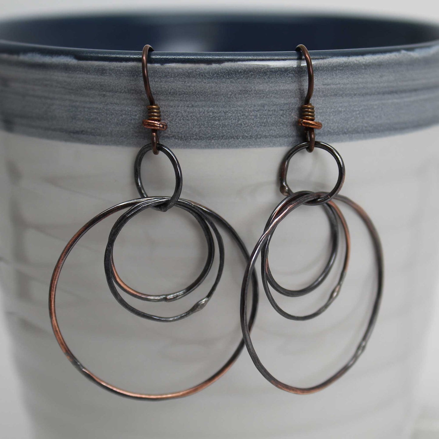 Handmade Rustic Copper Hoop Earrings