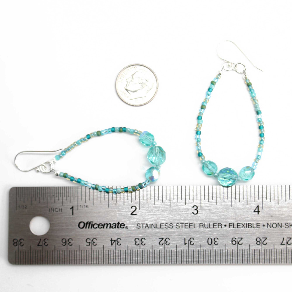 
                      
                        Blue Green Seed Bead Earrings with Czech Crystal Accents
                      
                    