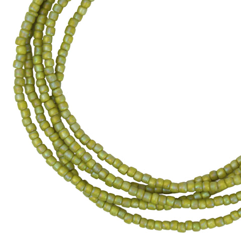 Light Green Seed Bead Necklace, Thin 1.5mm Single Strand