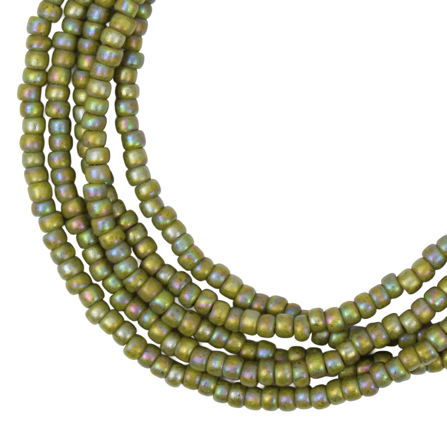 Semi Glazed Olive Green Seed Bead Necklace