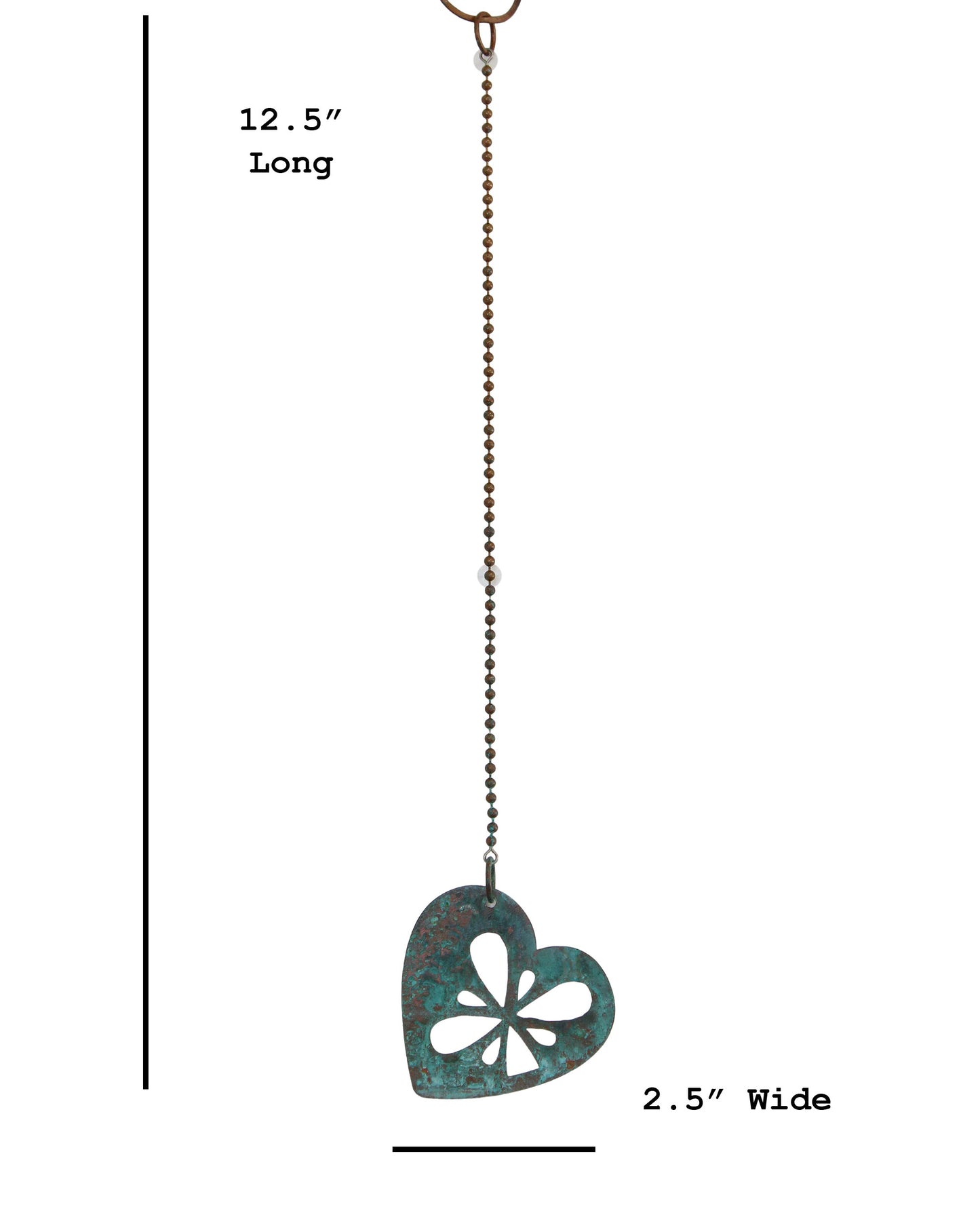 Small Copper Heart Wind Spinner Mobile Hanging Decor, 12.5 Inches Long