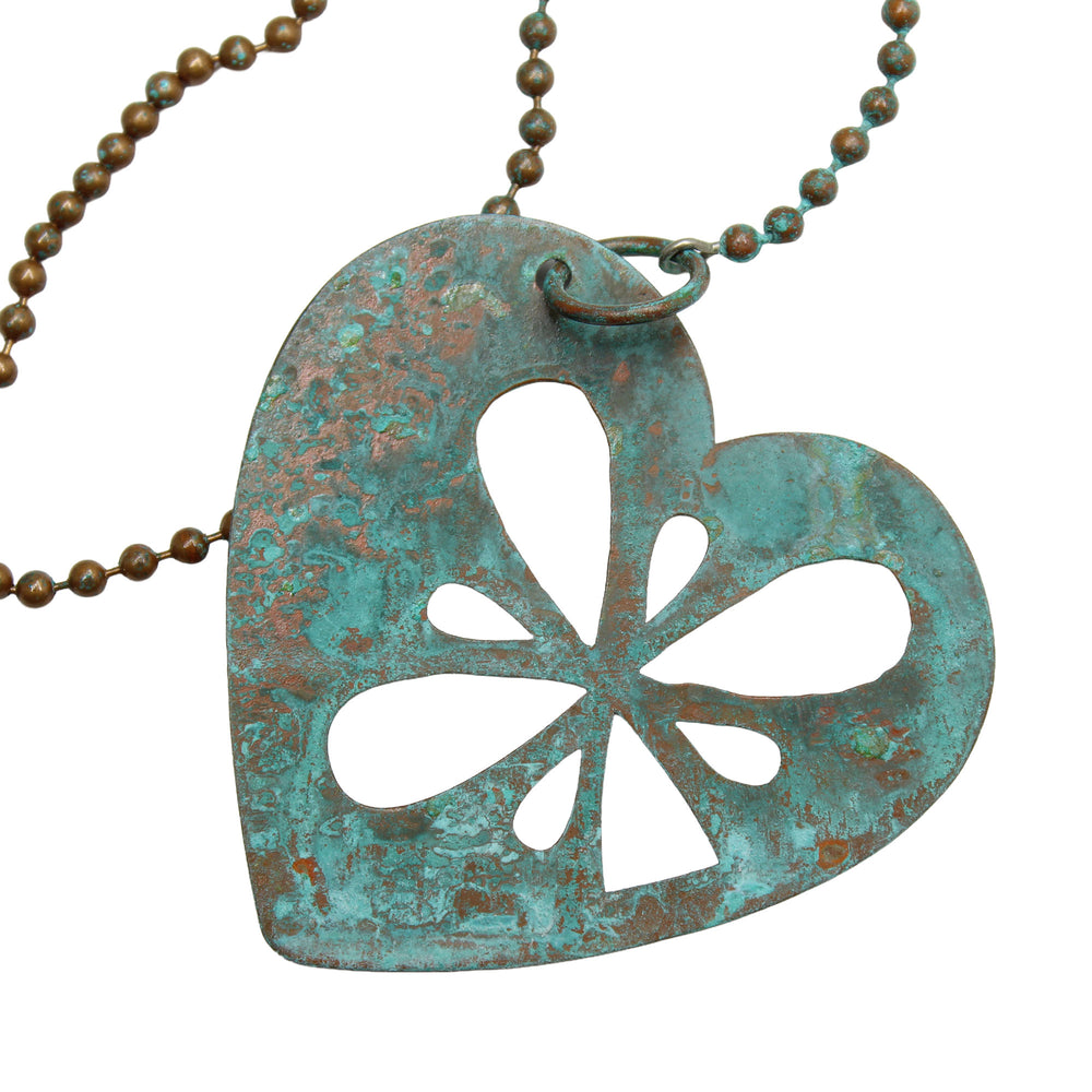 Small Copper Heart Wind Spinner Mobile Hanging Decor, 12.5 Inches Long