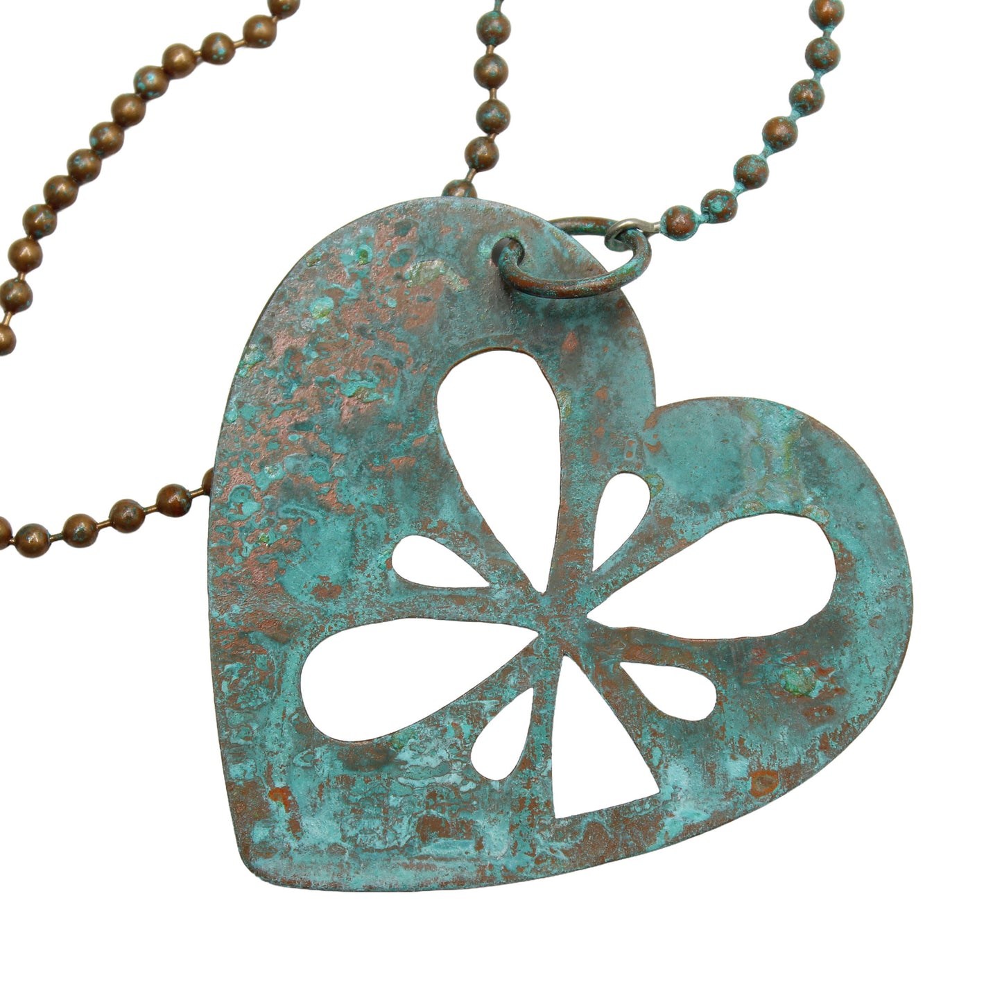 Small Copper Heart Wind Spinner Mobile Hanging Decor, 12.5 Inches Long