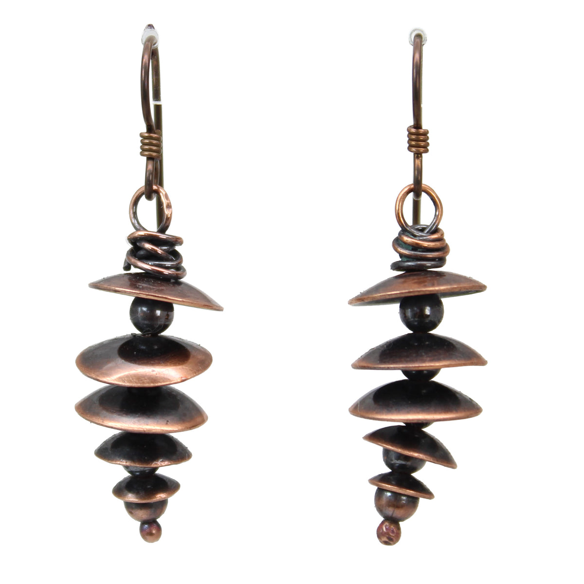 Handmade Stacked Copper Dangle Earrings – Niobium Ear Wires