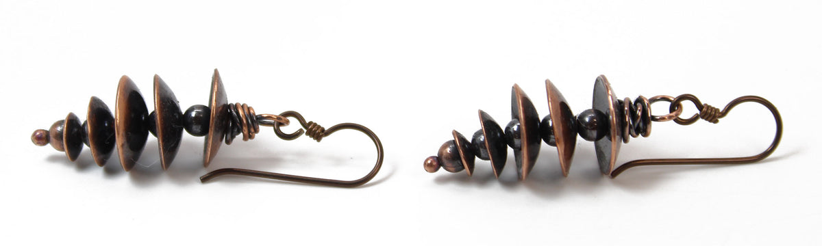 Handmade Stacked Copper Dangle Earrings