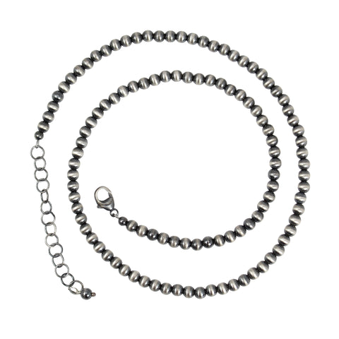 Sterling Silver 4mm Navajo Pearl Bead Necklace