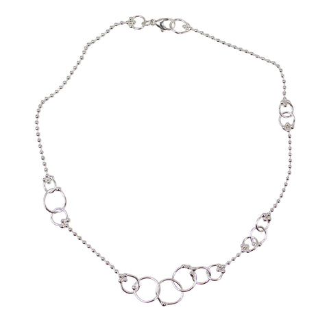 Sterling Silver Bead Chain Choker Necklace 14 Inch 