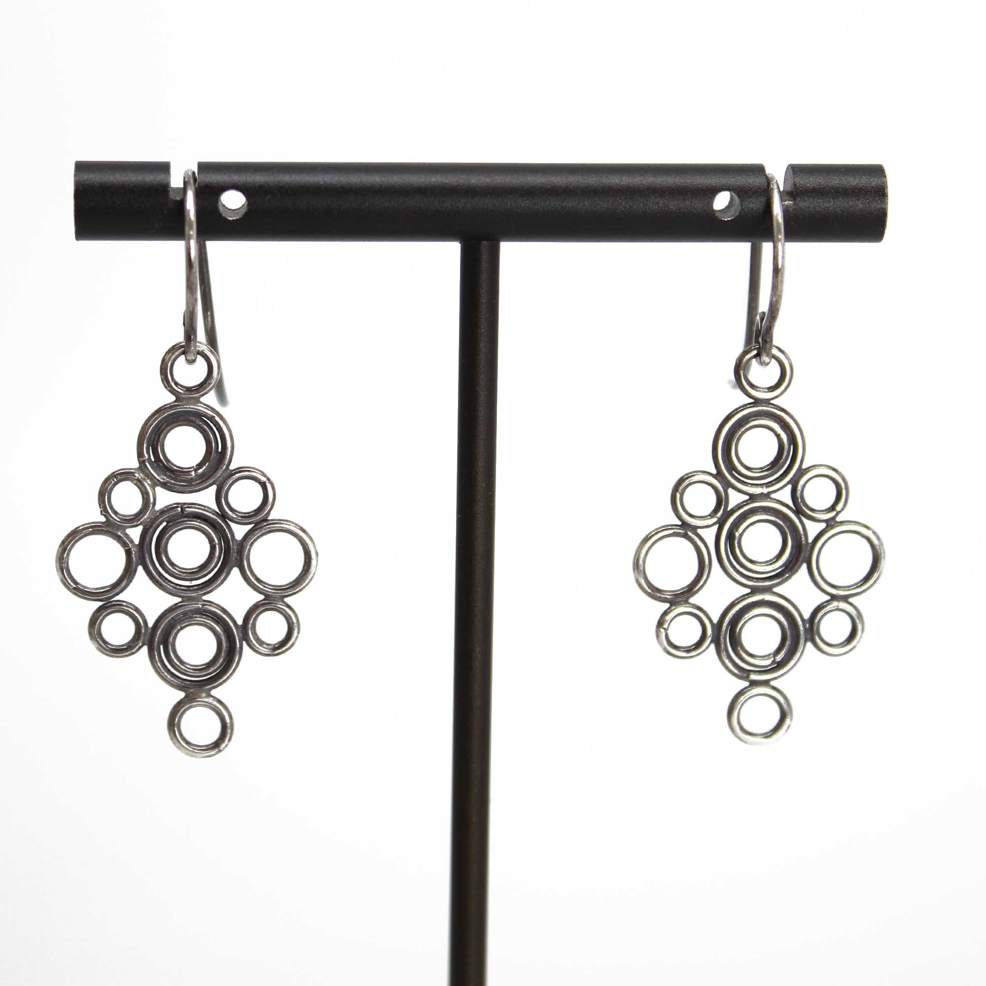 ピアス Matte Finished Sterling Silver Bubble / Shower Stud Earring MEN 925 STERLING SILVER ICY BLING CZ 8MM SQUARE 3D PUSH BACK