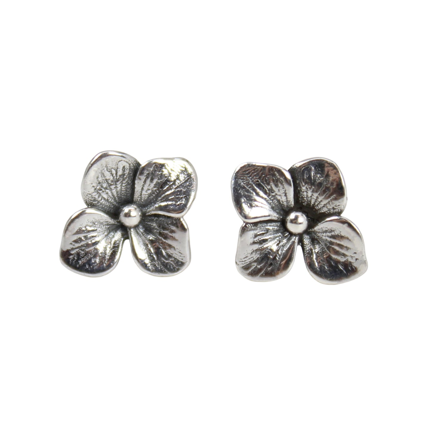 Sterling Silver Hydrangea Blossom Stud Earrings