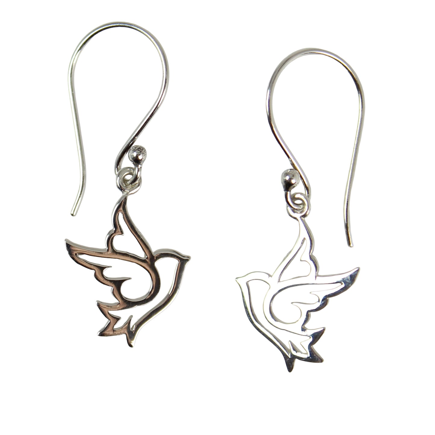 Sterling Silver Flying Dove Dangle Earrings