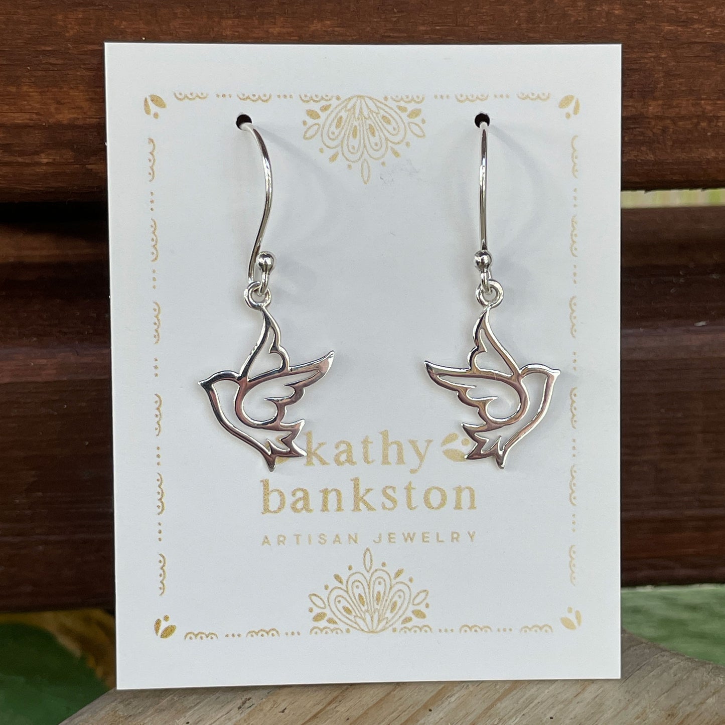 Sterling Silver Flying Dove Dangle Earrings